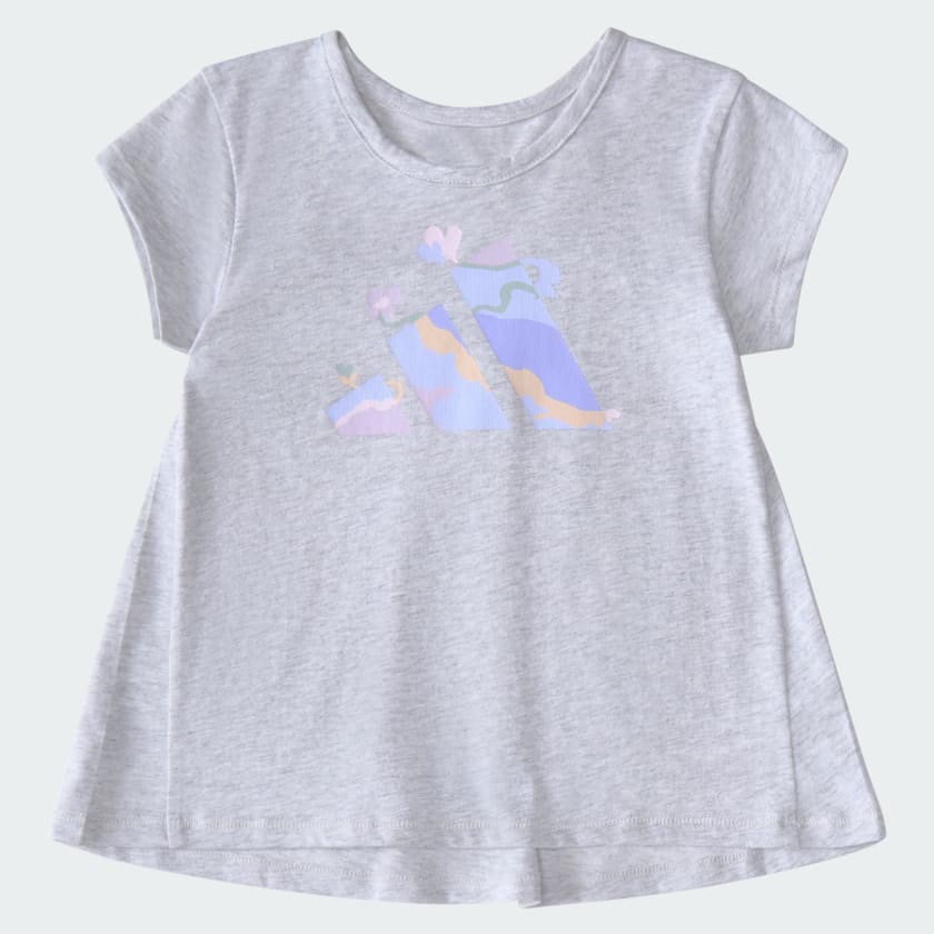 Kids' adidas Two-Piece Back Pleat Heather Tee and Bike Shorts Set